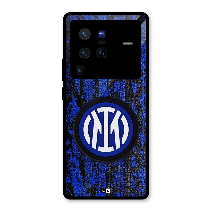 Inter Milan Texture Glass Back Case for Vivo X80 Pro