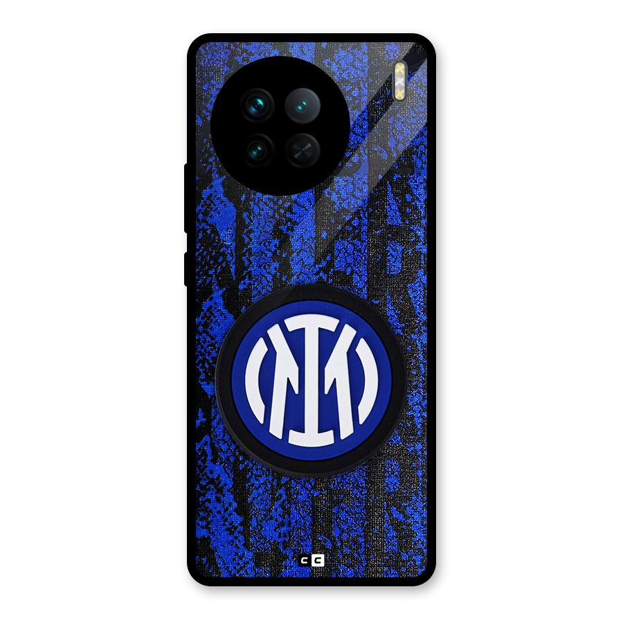 Inter Milan Texture Glass Back Case for Vivo X90