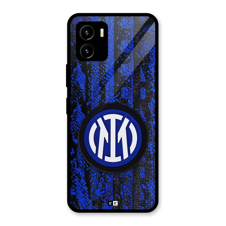 Inter Milan Texture Glass Back Case for Vivo Y15s