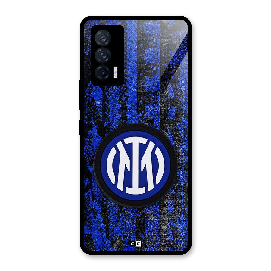 Inter Milan Texture Glass Back Case for Vivo iQOO 7 5G
