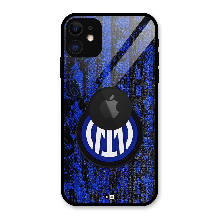 Inter Milan Texture Glass Back Case for iPhone 11 Logo Cut
