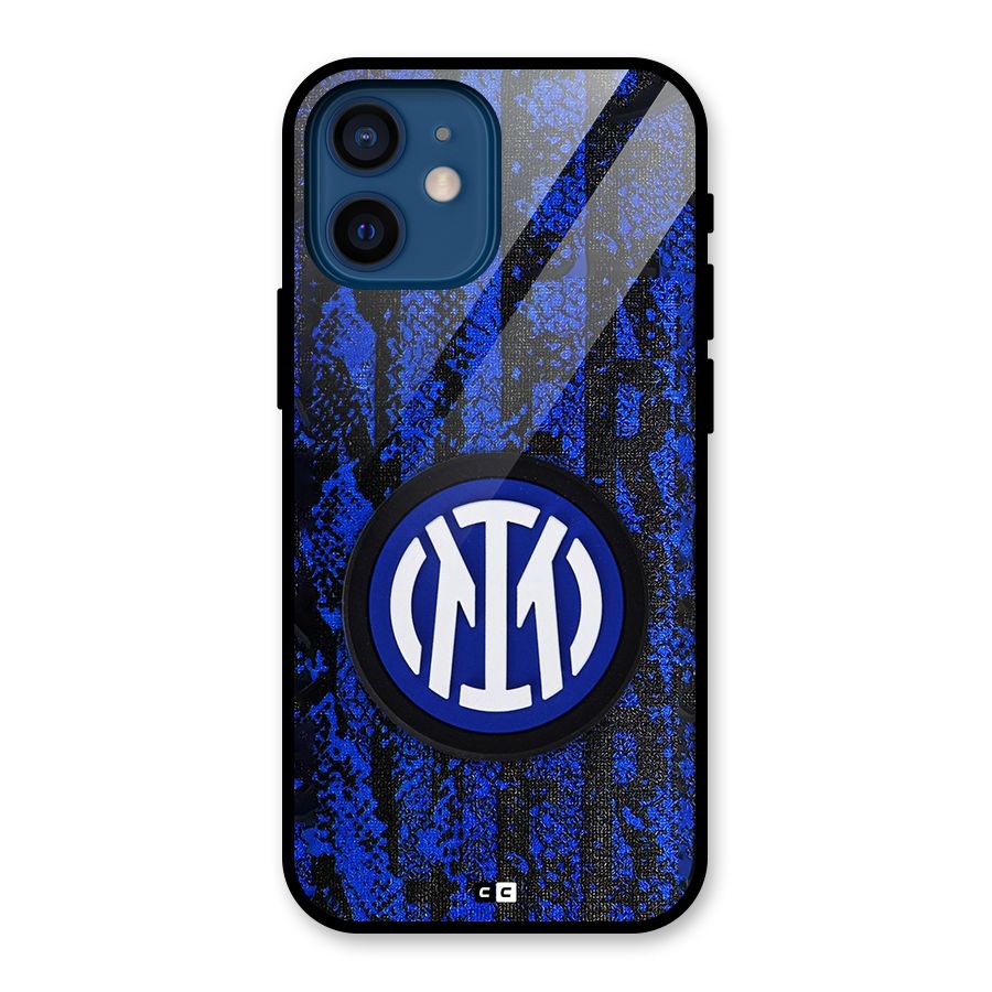 Inter Milan Texture Glass Back Case for iPhone 12 Mini