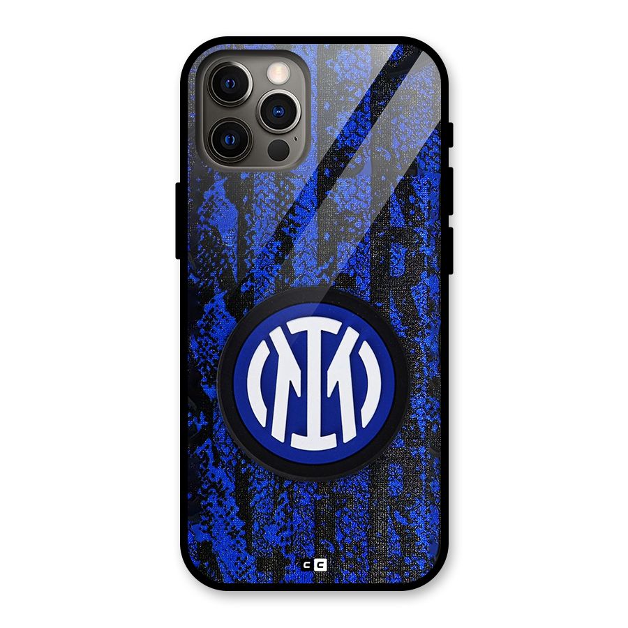 Inter Milan Texture Glass Back Case for iPhone 12 Pro