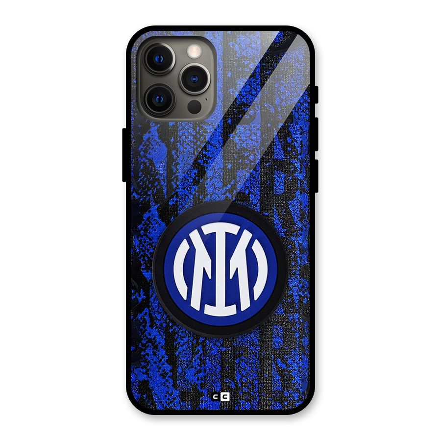 Inter Milan Texture Glass Back Case for iPhone 12 Pro Max