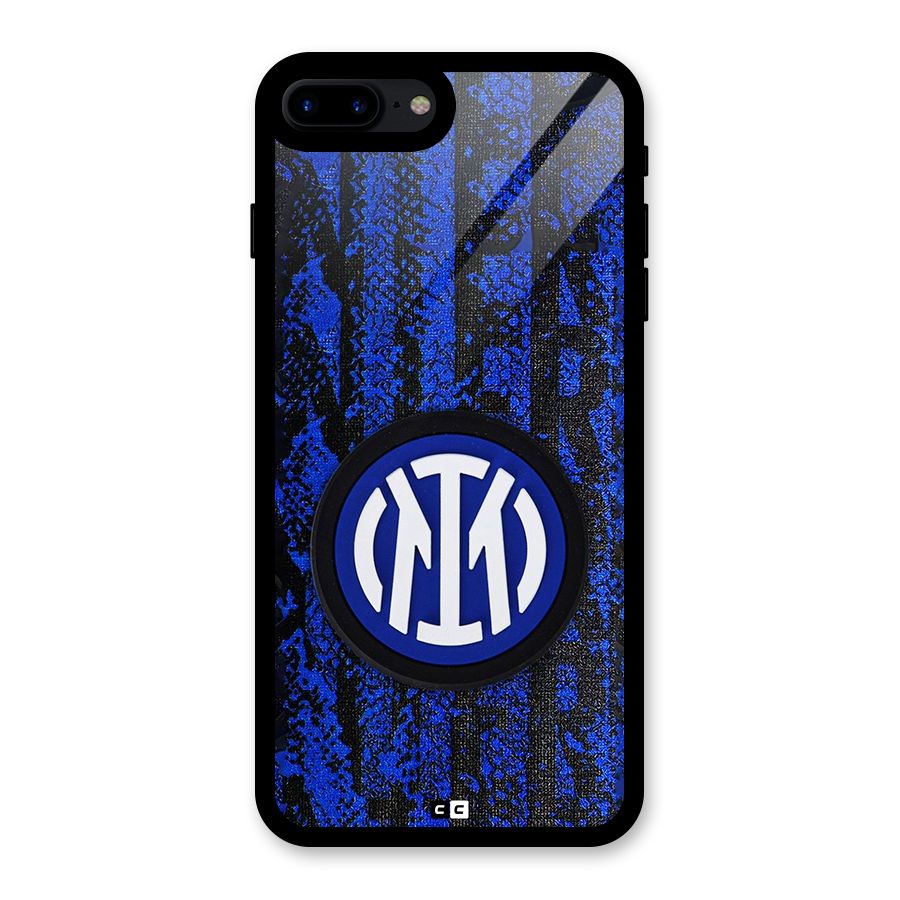 Inter Milan Texture Glass Back Case for iPhone 8 Plus