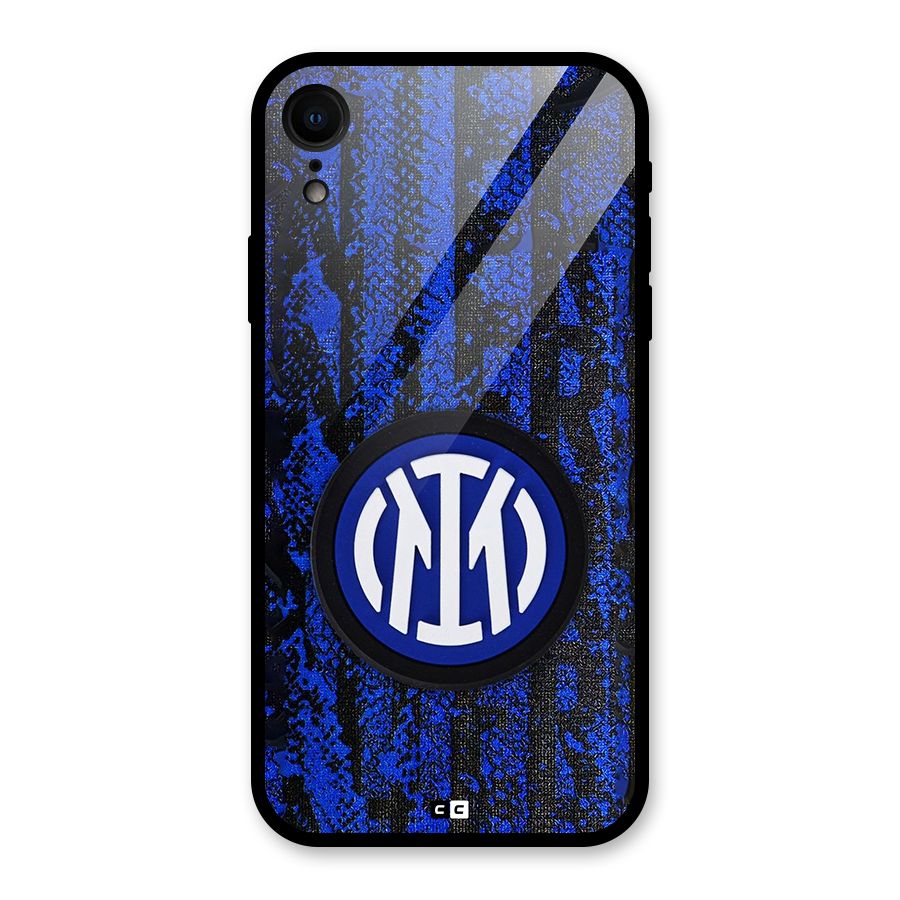 Inter Milan Texture Glass Back Case for iPhone XR