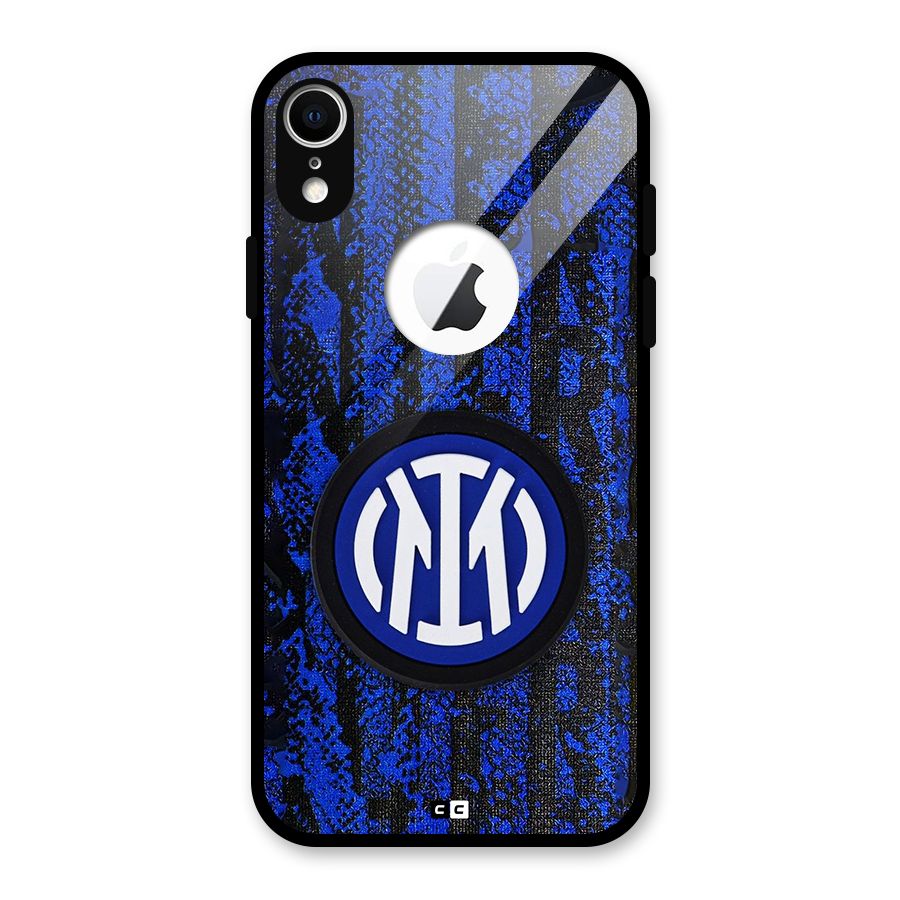 Inter Milan Texture Glass Back Case for iPhone XR Logo Cut