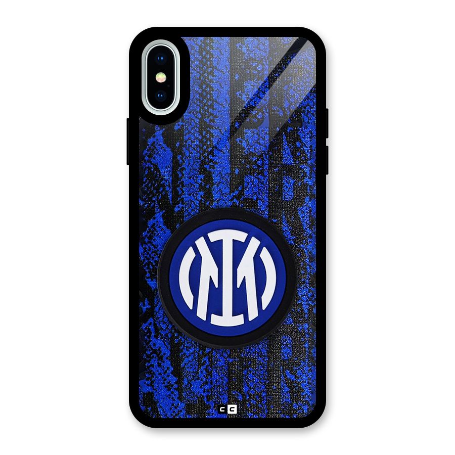 Inter Milan Texture Glass Back Case for iPhone XS