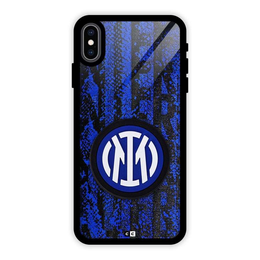 Inter Milan Texture Glass Back Case for iPhone XS Max