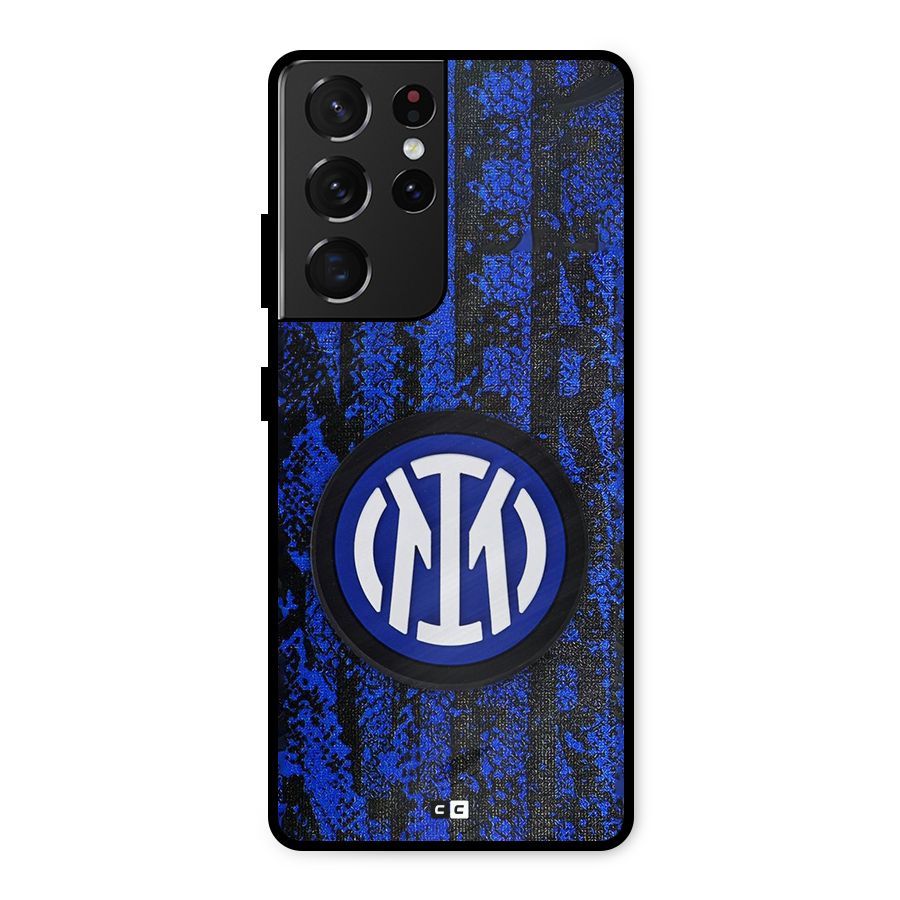 Inter Milan Texture Metal Back Case for Galaxy S21 Ultra 5G