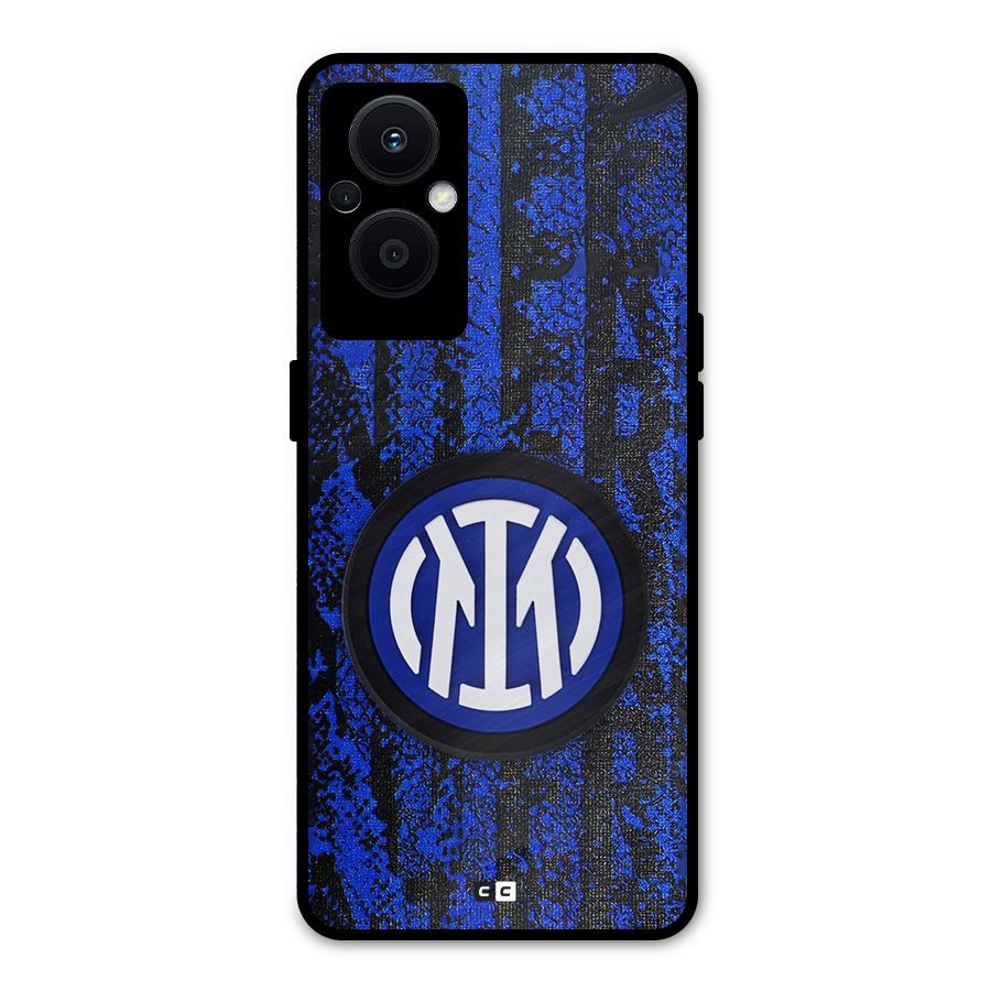 Inter Milan Texture Metal Back Case for Oppo F21 Pro 5G
