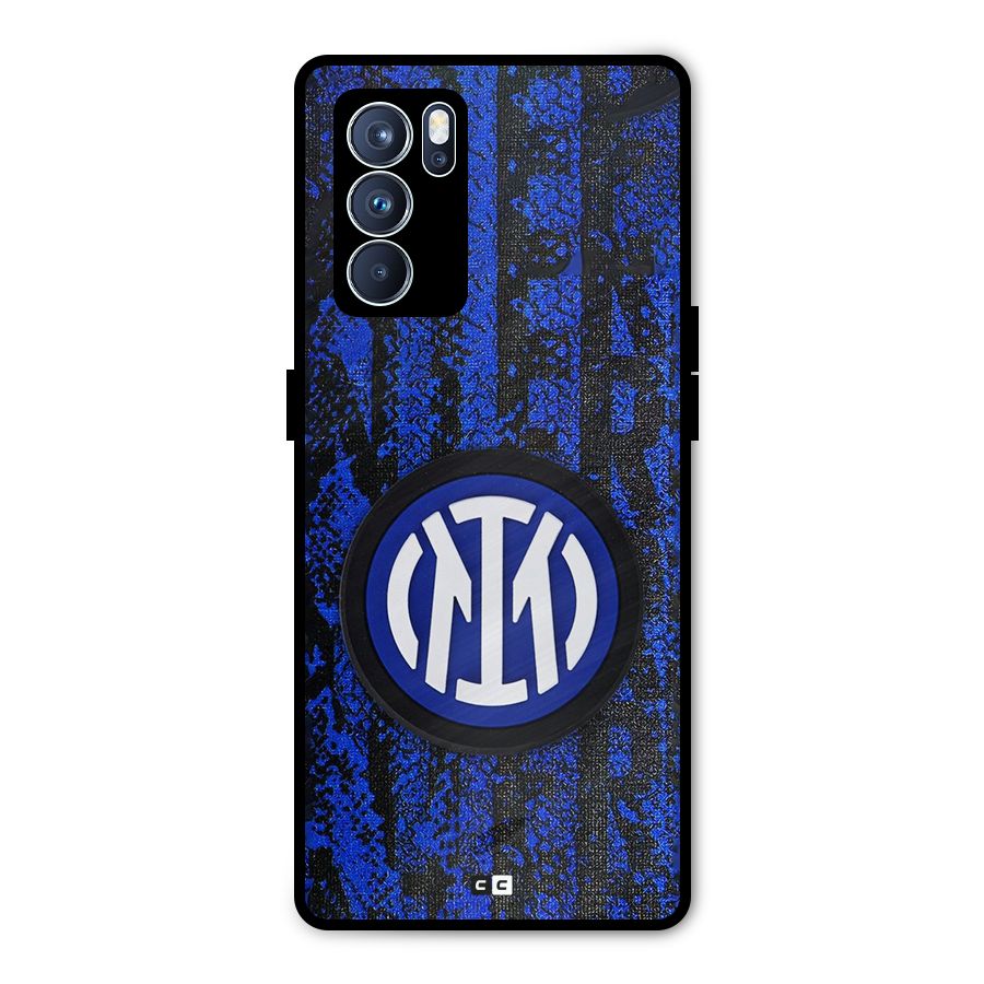 Inter Milan Texture Metal Back Case for Oppo Reno6 Pro 5G