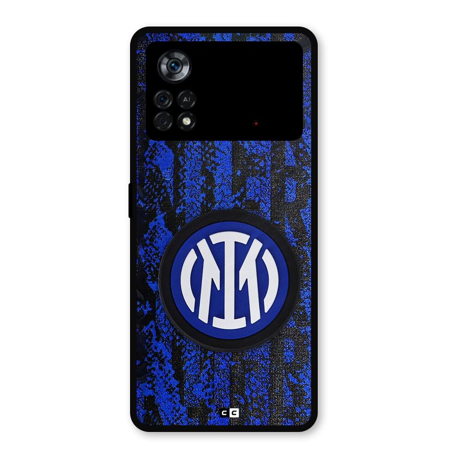 Inter Milan Texture Metal Back Case for Poco X4 Pro 5G