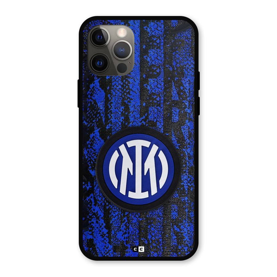 Inter Milan Texture Metal Back Case for iPhone 12 Pro