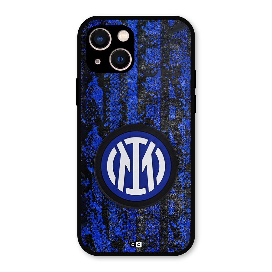 Inter Milan Texture Metal Back Case for iPhone 13
