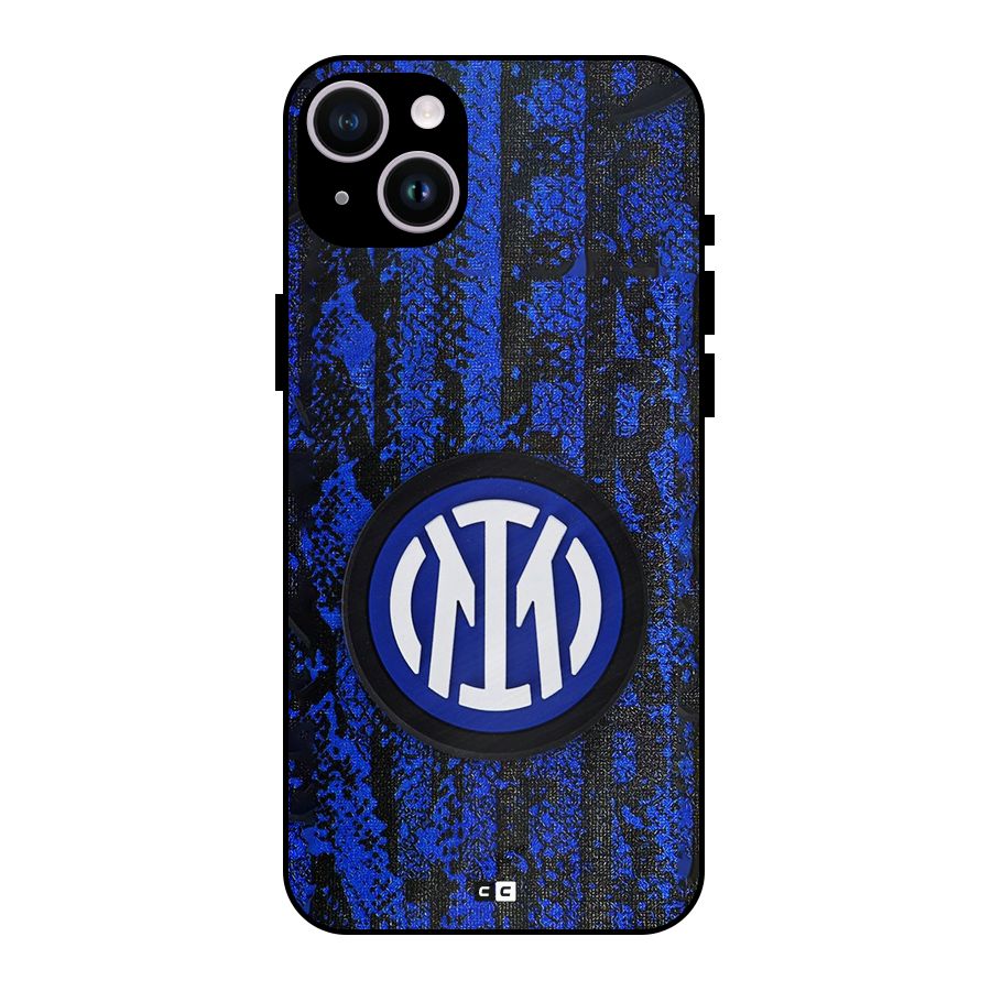 Inter Milan Texture Metal Back Case for iPhone 14 Plus