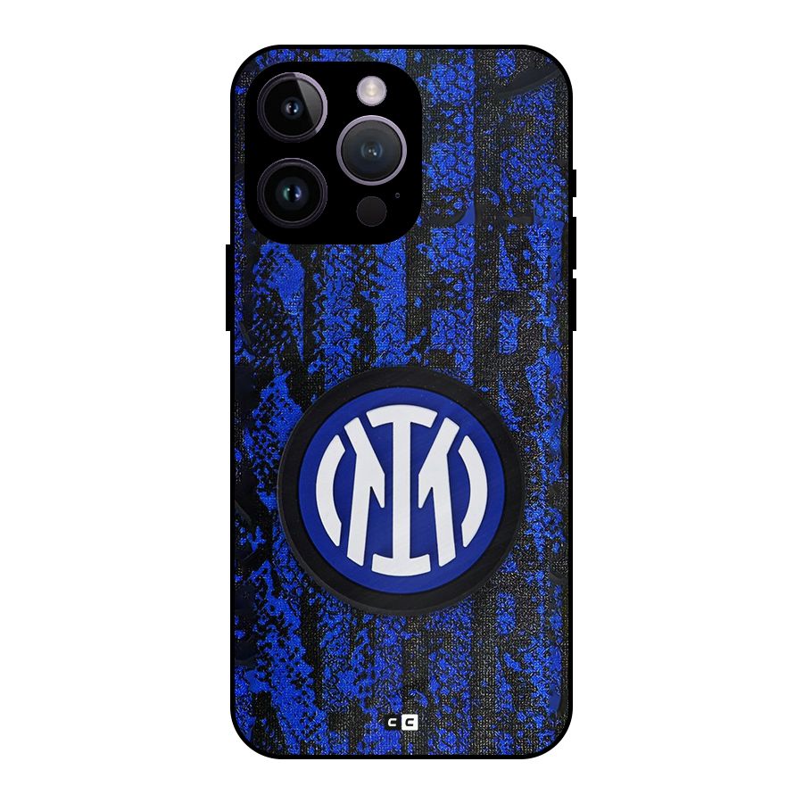Inter Milan Texture Metal Back Case for iPhone 14 Pro Max