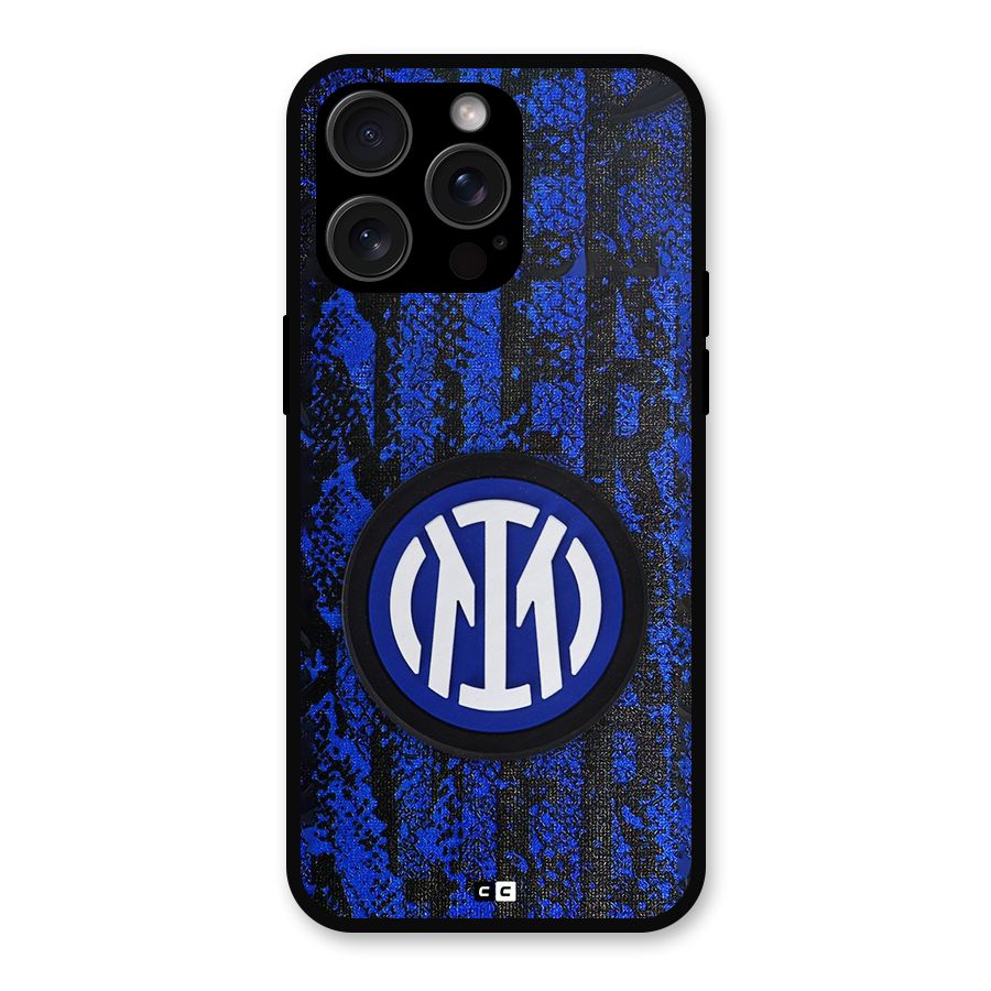 Inter Milan Texture Metal Back Case for iPhone 15 Pro Max