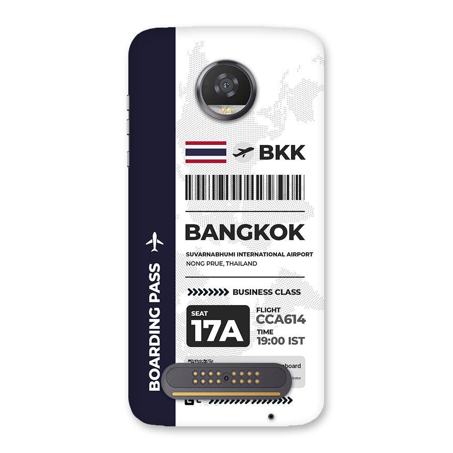 International Boarding Pass Bangkok Back Case for Moto Z2 Play
