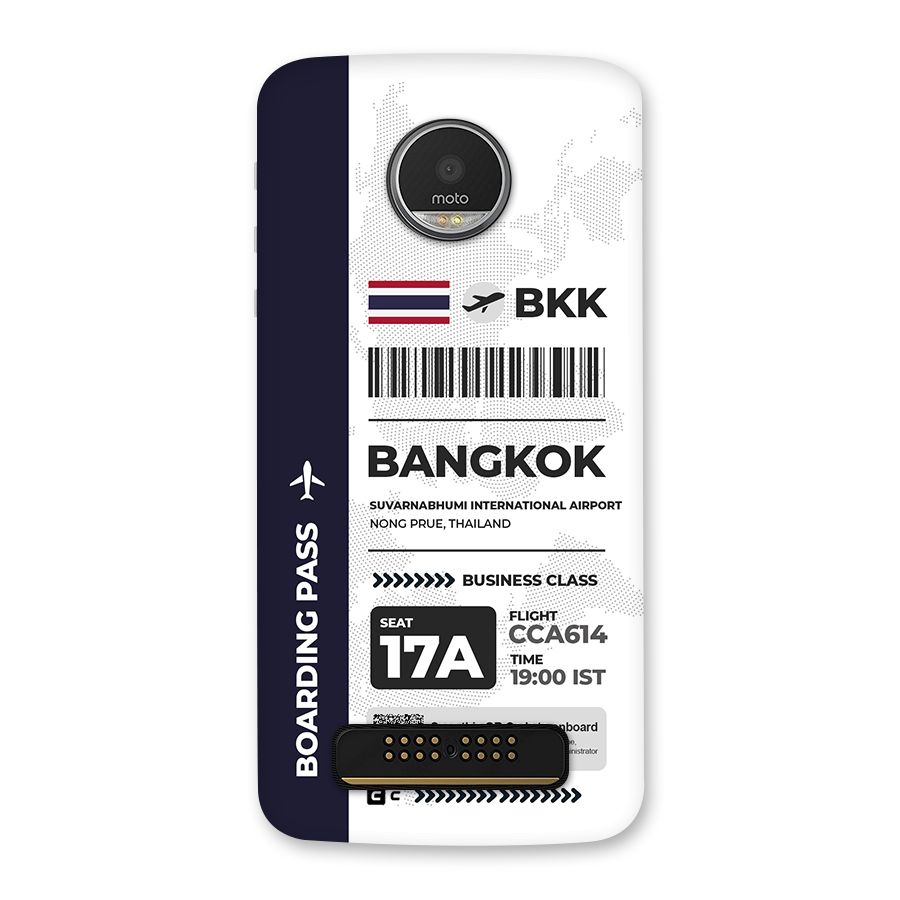 International Boarding Pass Bangkok Back Case for Moto Z Play