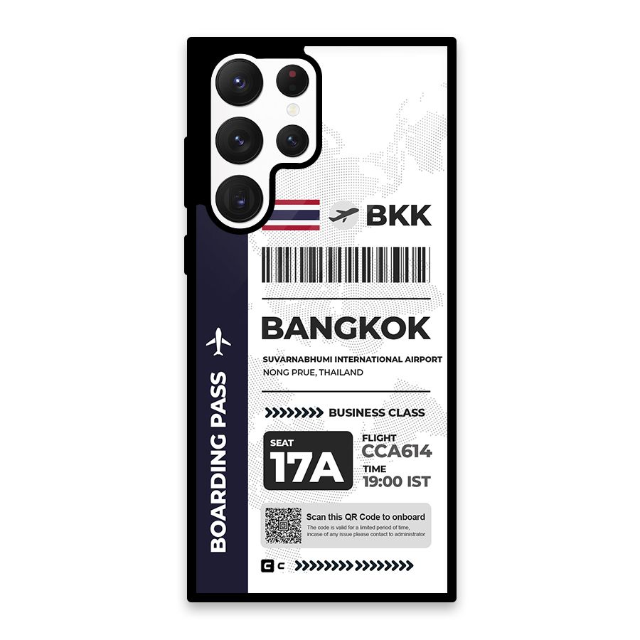 International Boarding Pass Bangkok Glass Back Case for Galaxy S22 Ultra 5G