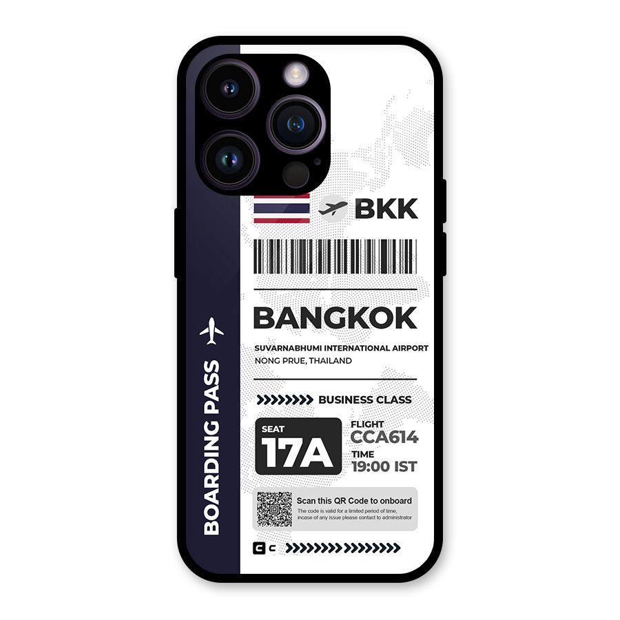 International Boarding Pass Bangkok Glass Back Case for iPhone 14 Pro