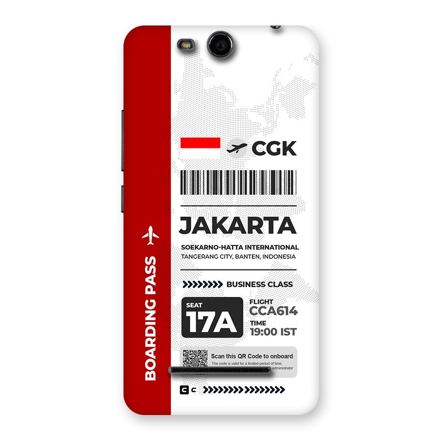 International Boarding Pass Jakarta Back Case for Canvas Juice 3 Q392