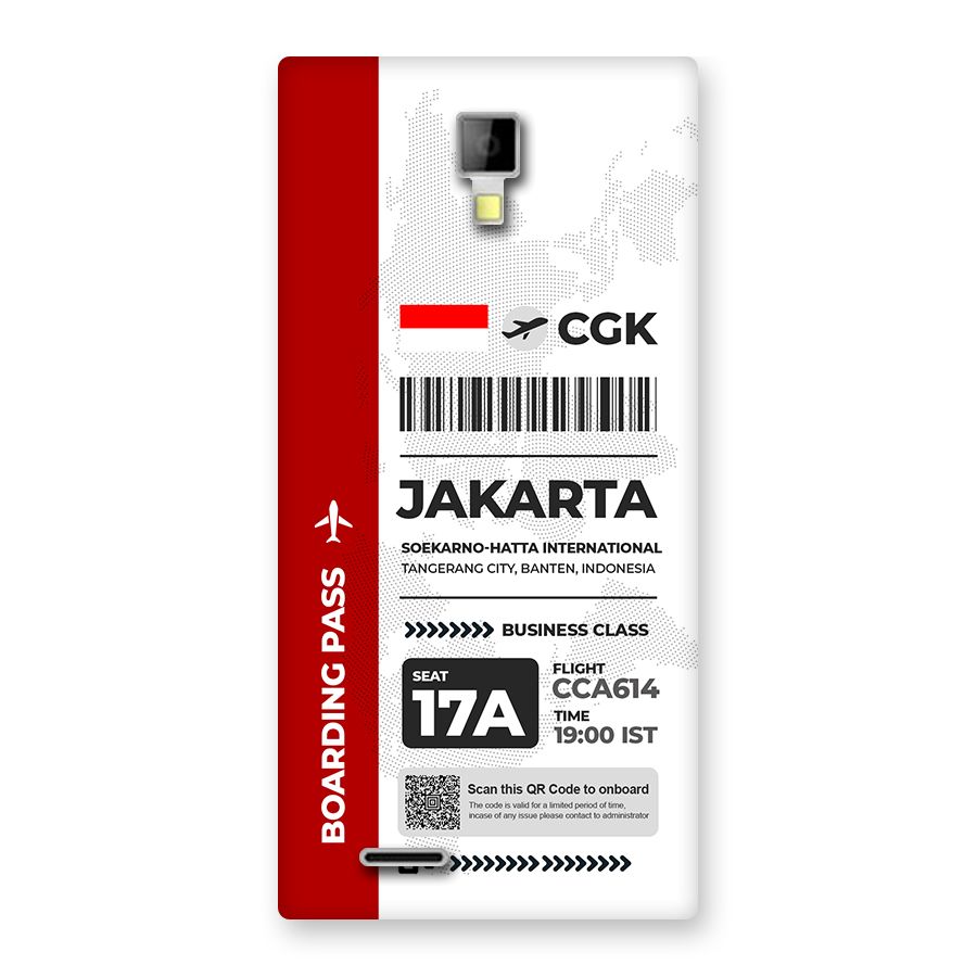 International Boarding Pass Jakarta Back Case for Canvas Xpress A99