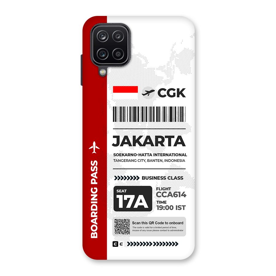 International Boarding Pass Jakarta Back Case for Galaxy A12