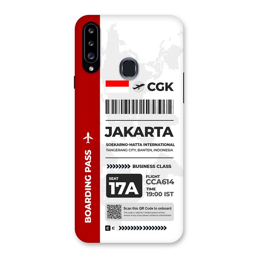 International Boarding Pass Jakarta Back Case for Galaxy A20s