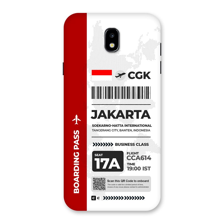 International Boarding Pass Jakarta Back Case for Galaxy J7 Pro