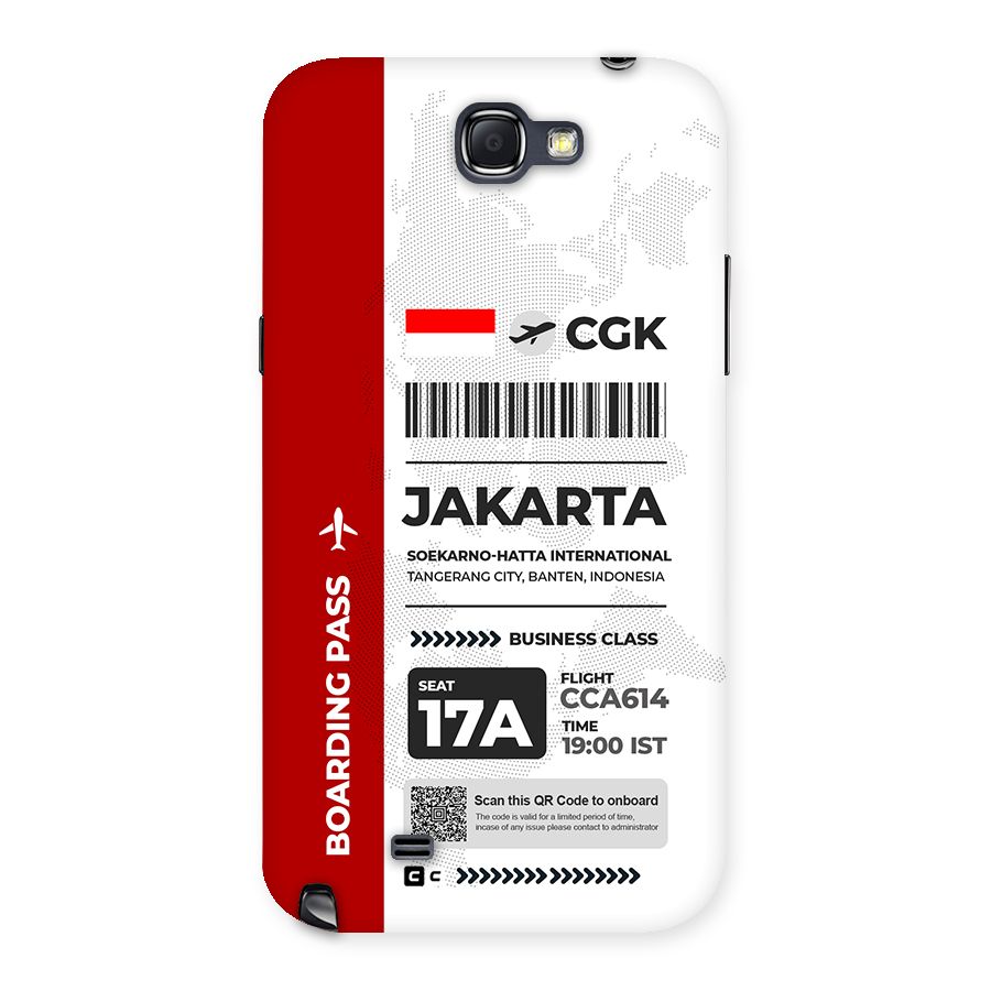 International Boarding Pass Jakarta Back Case for Galaxy Note 2