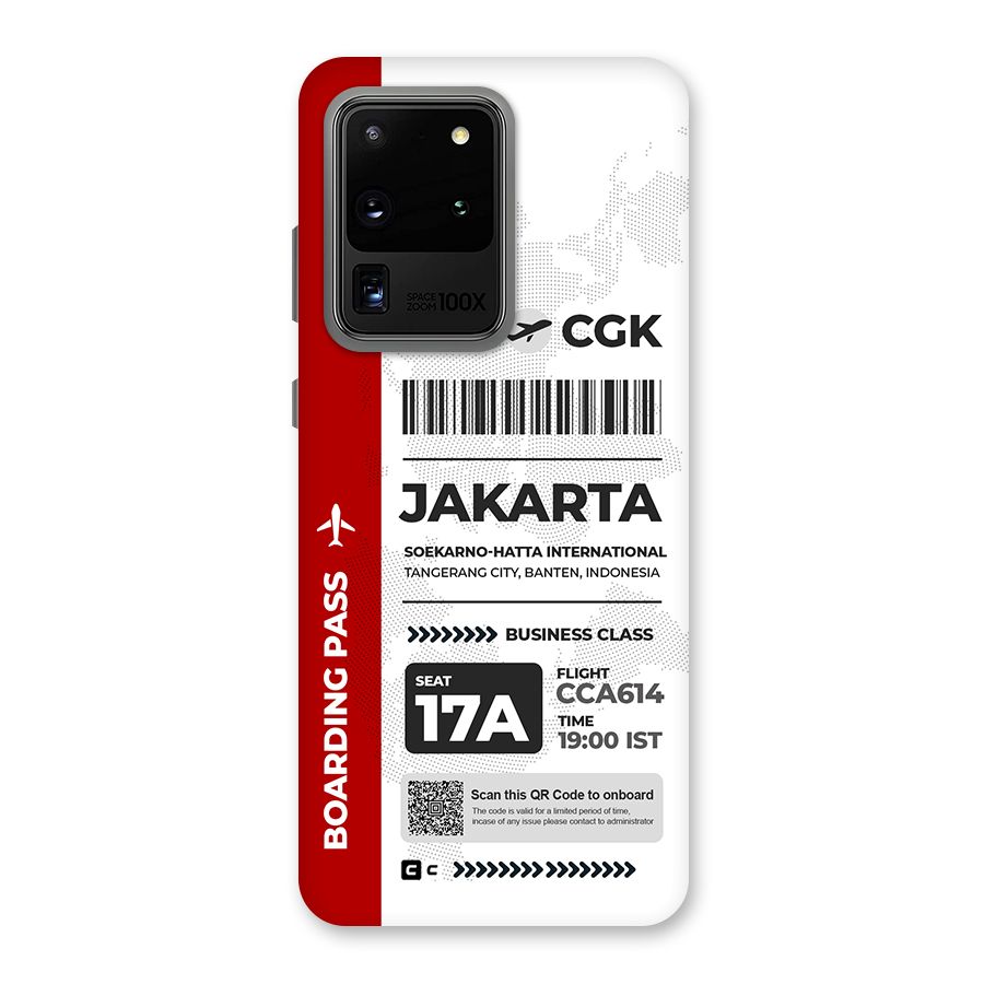 International Boarding Pass Jakarta Back Case for Galaxy S20 Ultra