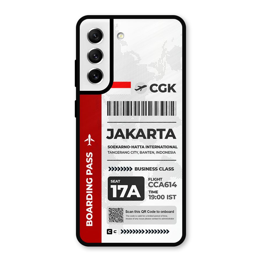 International Boarding Pass Jakarta Metal Back Case for Galaxy S21 FE 5G
