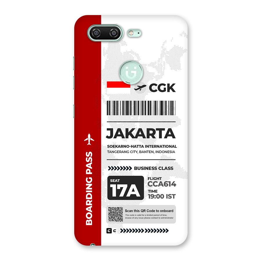 International Boarding Pass Jakarta Back Case for Gionee S10