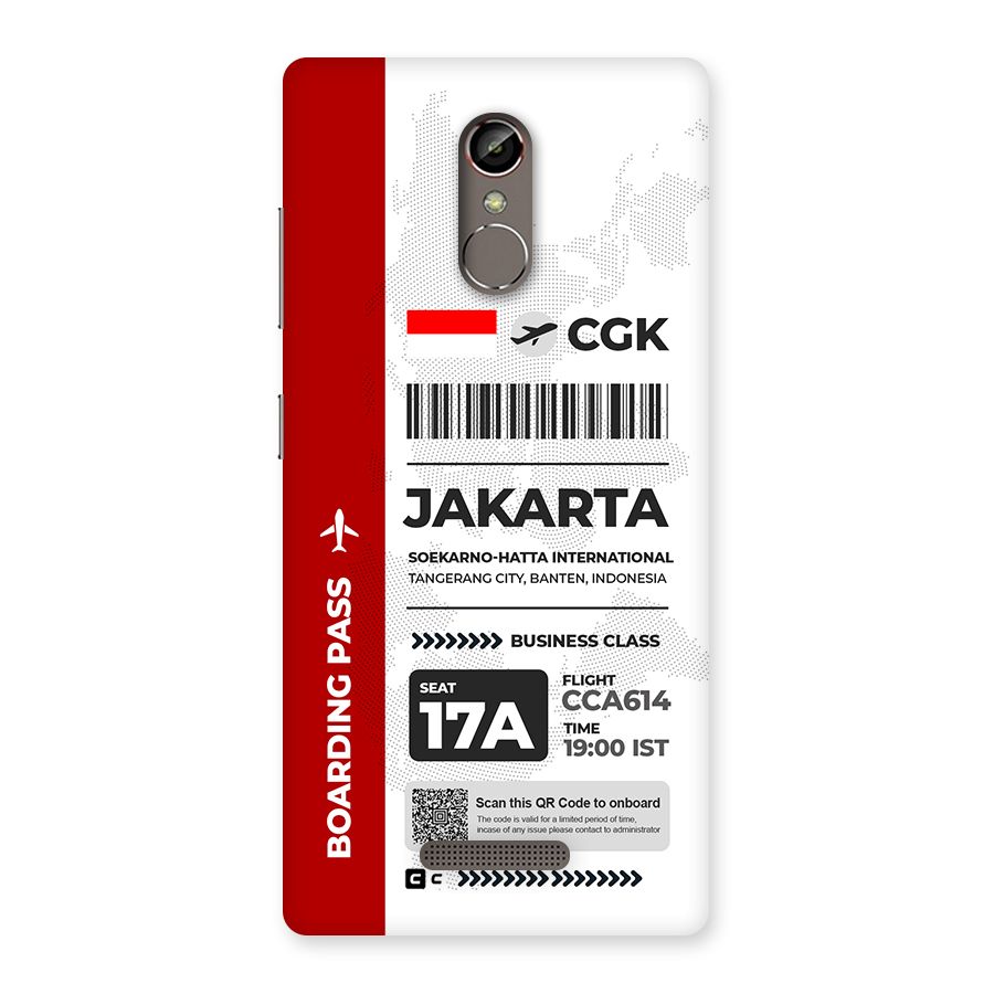 International Boarding Pass Jakarta Back Case for Gionee S6s