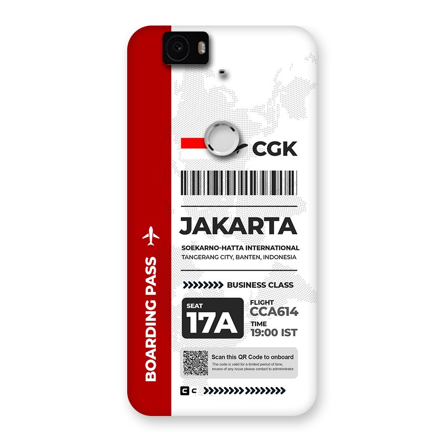 International Boarding Pass Jakarta Back Case for Google Nexus 6P