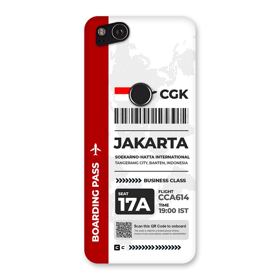 International Boarding Pass Jakarta Back Case for Google Pixel 2