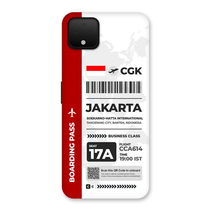 International Boarding Pass Jakarta Back Case for Google Pixel 4 XL