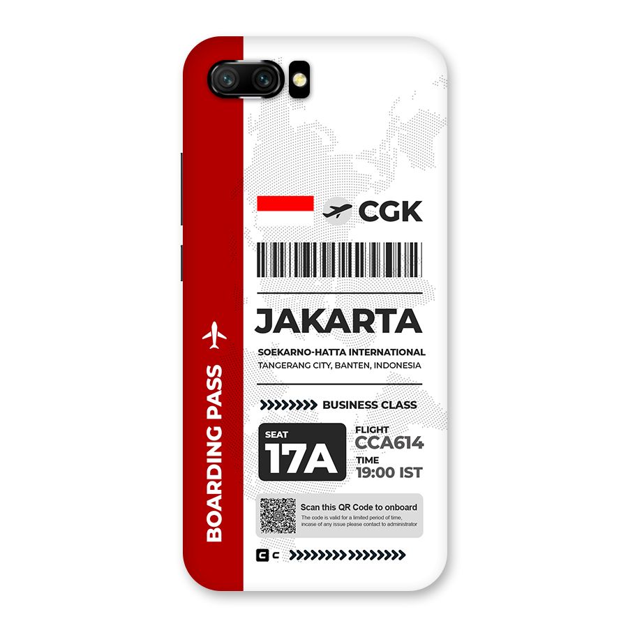 International Boarding Pass Jakarta Back Case for Honor 10
