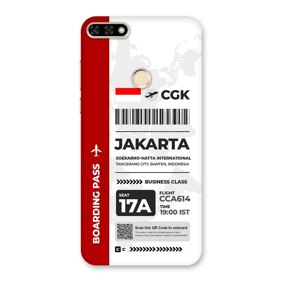 International Boarding Pass Jakarta Back Case for Honor 7A
