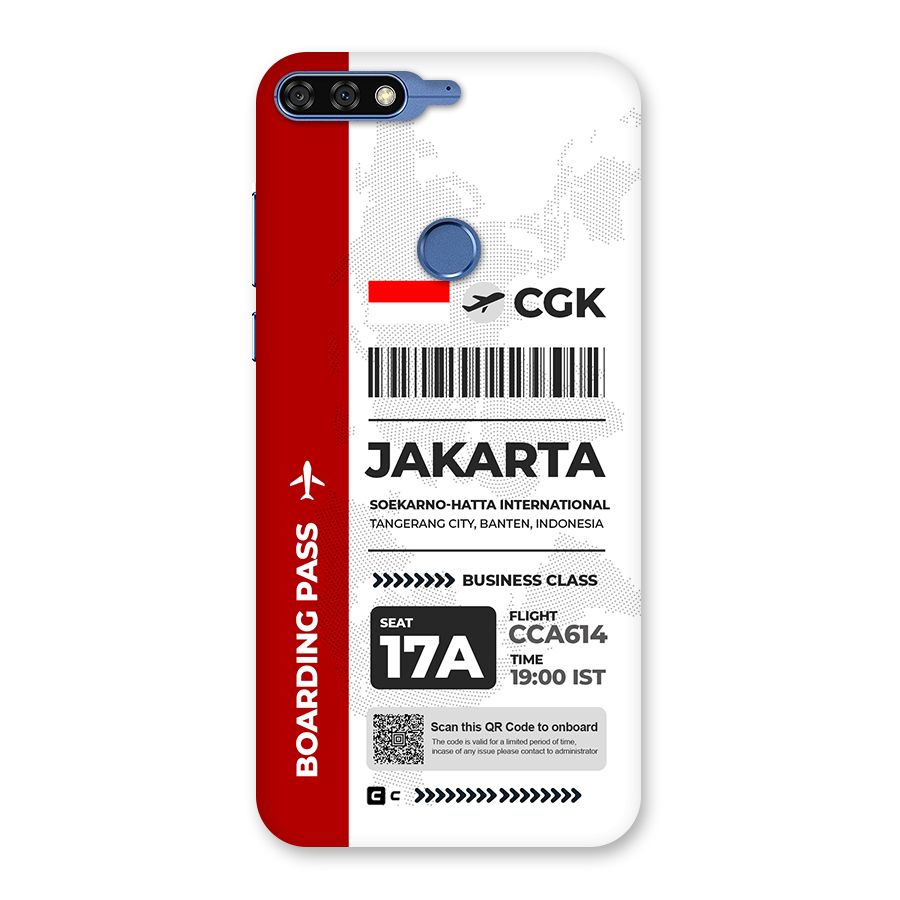 International Boarding Pass Jakarta Back Case for Honor 7C