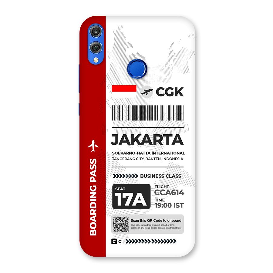 International Boarding Pass Jakarta Back Case for Honor 8X