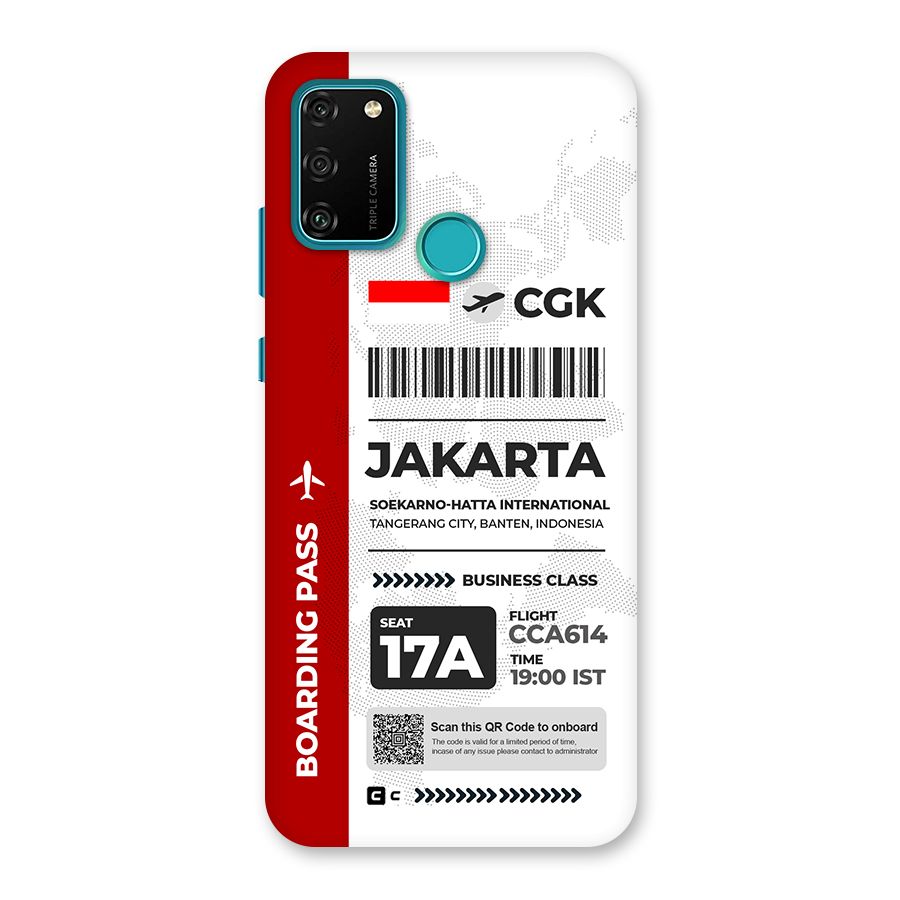 International Boarding Pass Jakarta Back Case for Honor 9A