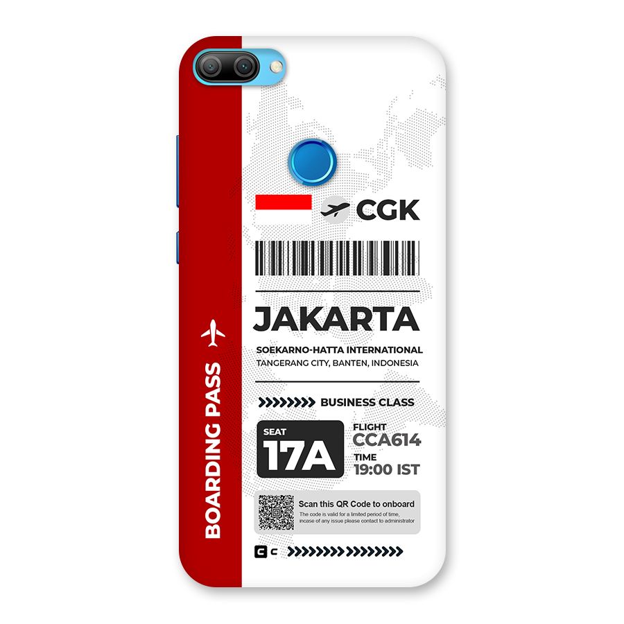 International Boarding Pass Jakarta Back Case for Honor 9N