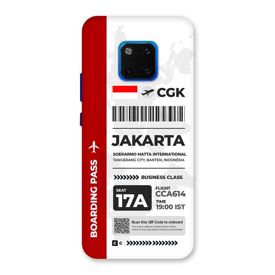 International Boarding Pass Jakarta Back Case for Huawei Mate 20 Pro