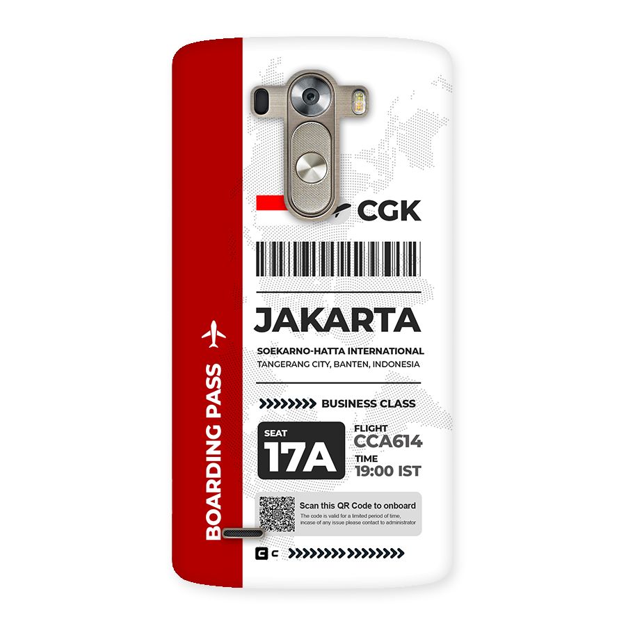 International Boarding Pass Jakarta Back Case for LG G3