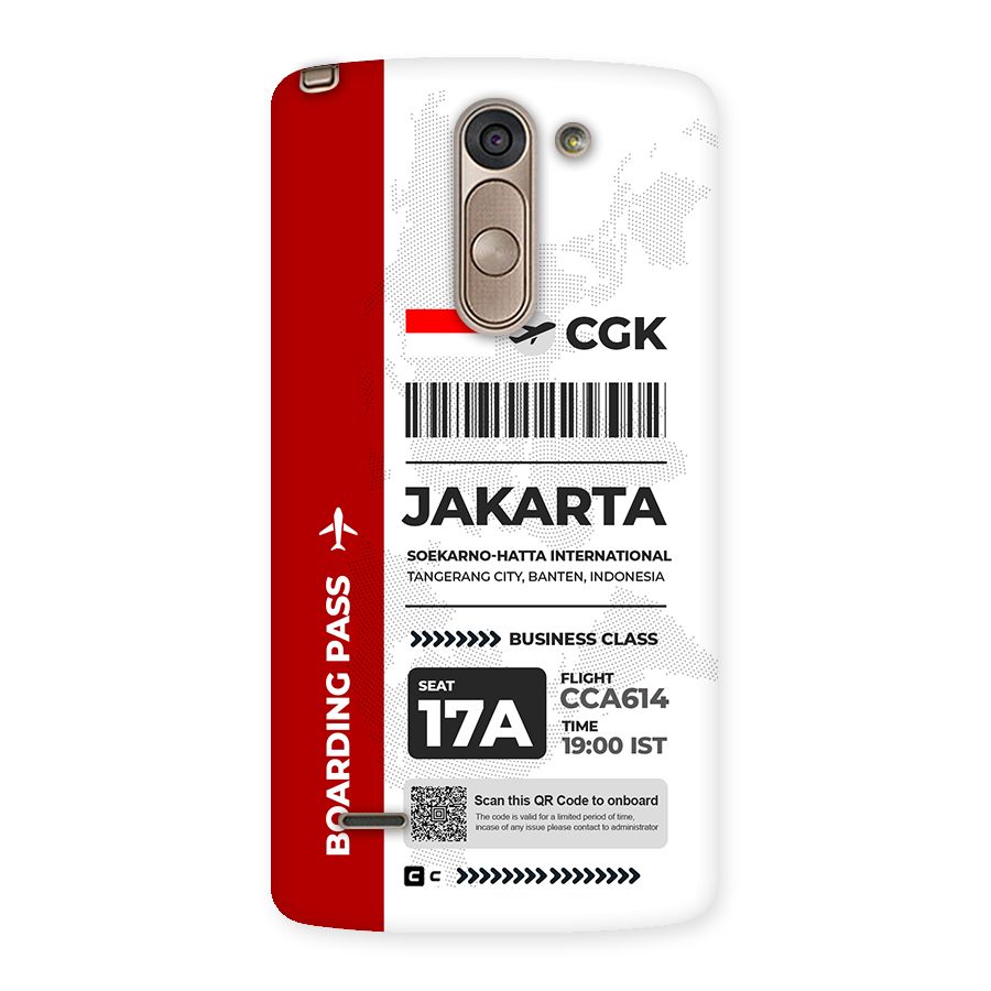 International Boarding Pass Jakarta Back Case for LG G3 Stylus
