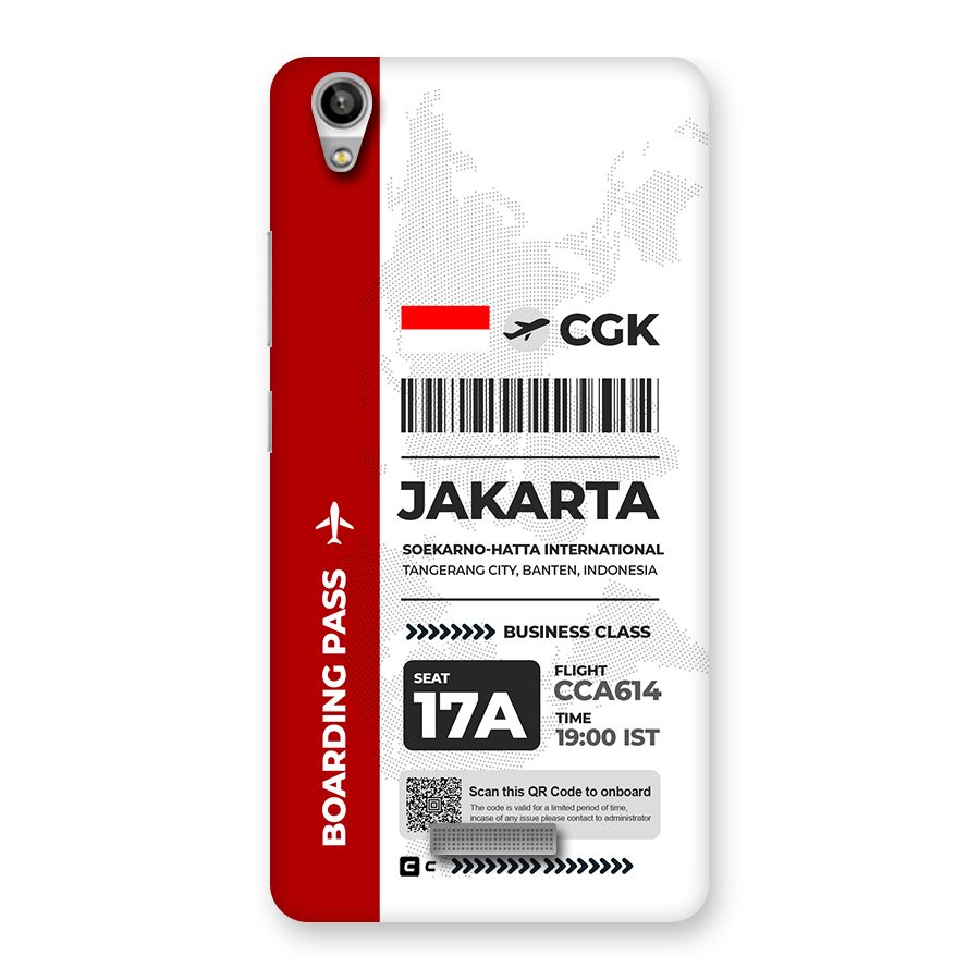 International Boarding Pass Jakarta Back Case for Lava Pixel V1