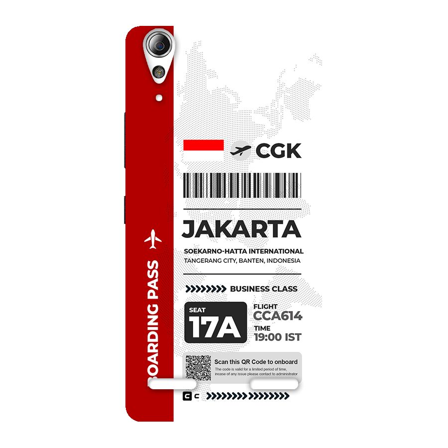 International Boarding Pass Jakarta Back Case for Lenovo A6000 Plus